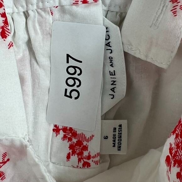 Janie and Jack Girls 6 Red Rose Pinafore Style Lined Blouse - Picture 4 of 6